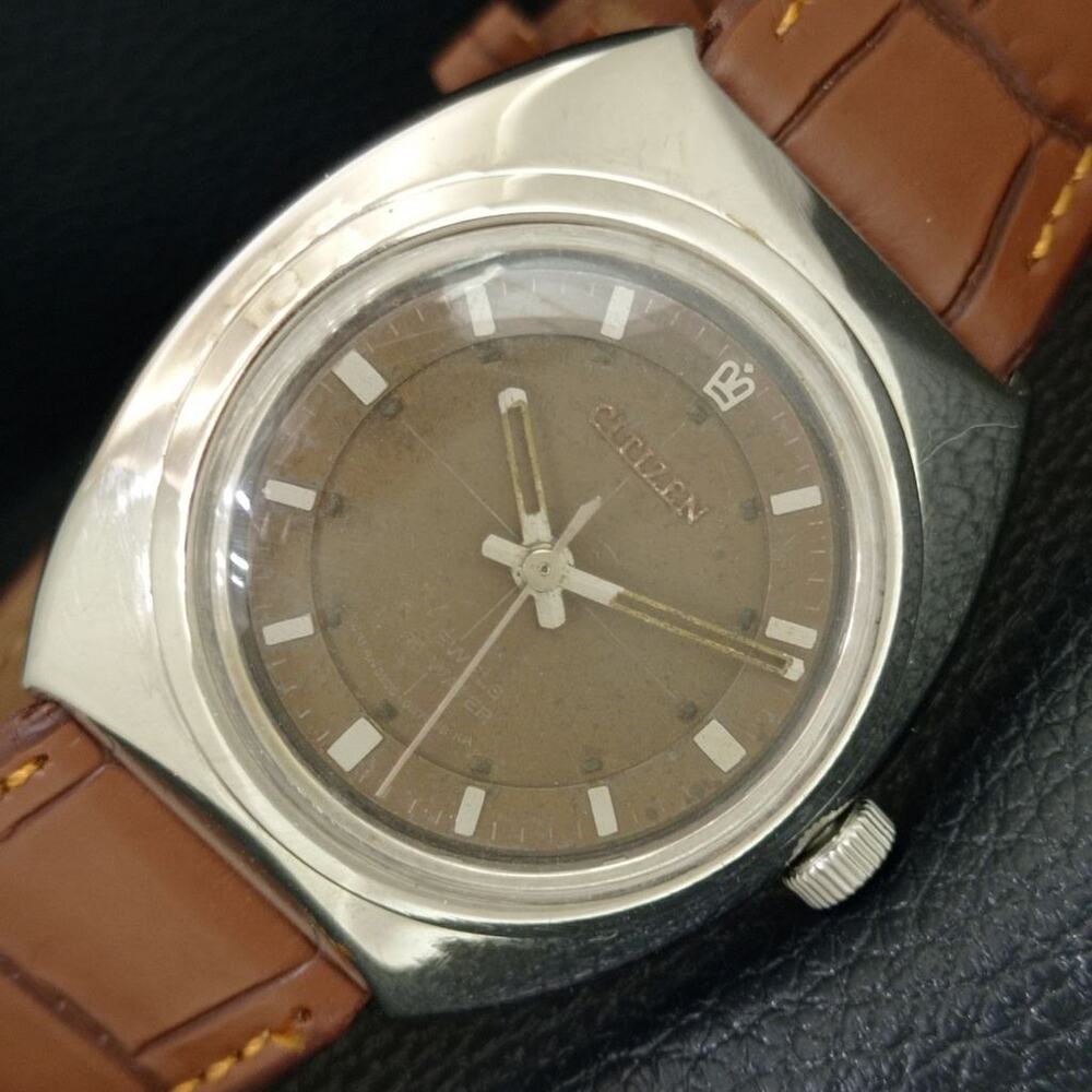 Vintage 1983 Citizen Manual Wound Mens Silver Watch & Silver accents